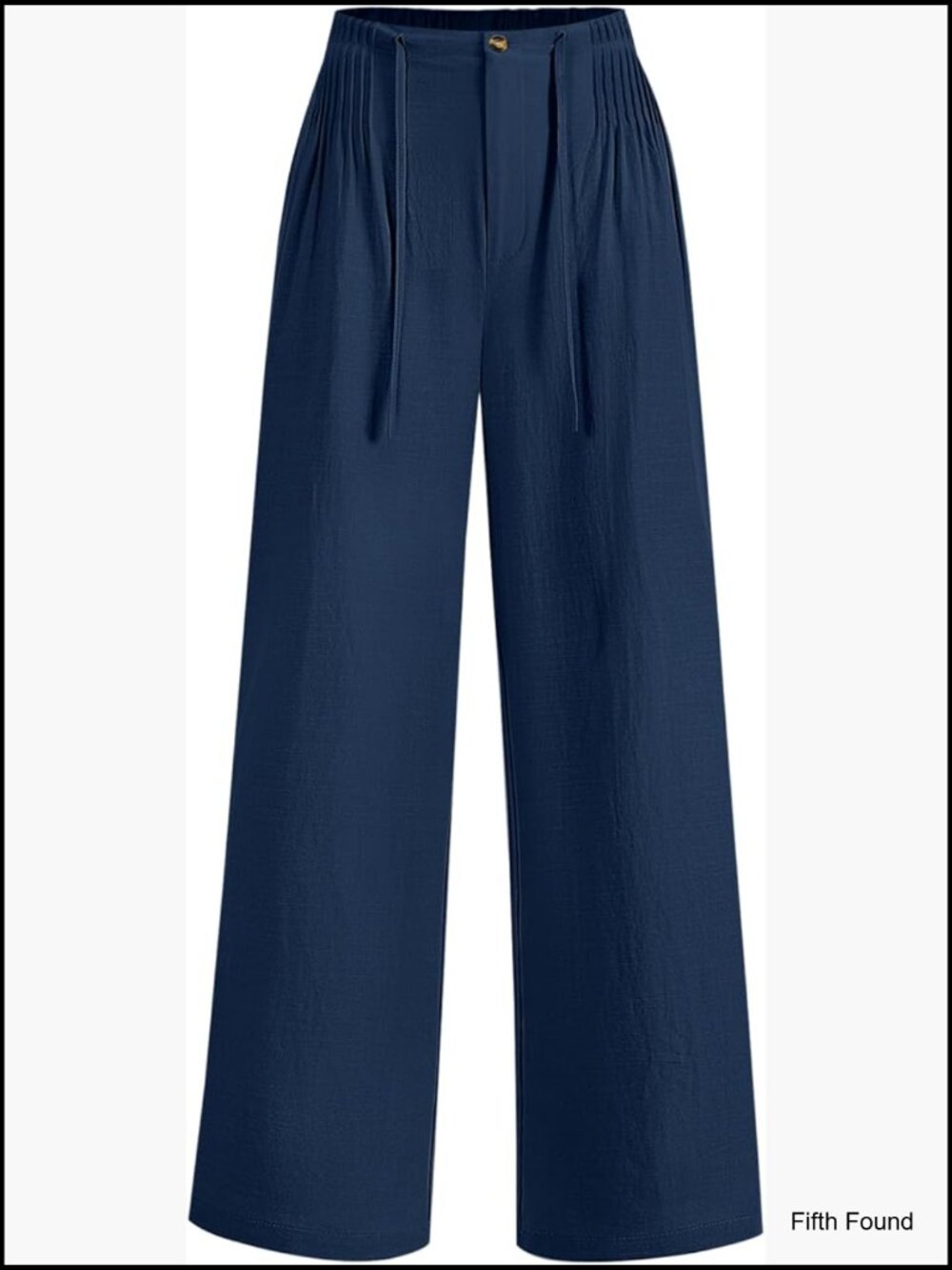 Womens Linen Pants Wide Leg Palazzo Drawstring Elastic Waist Casual Slacks with